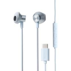 タイプC イヤホン 有線 マイク付き セミオープン型 断線しにくい高耐久 通話対応 音量調整 ブルー EHP-DF13IMBU