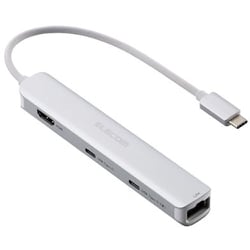 USB Type C ドッキングステーション ハブ 6-in-1 PD 85W出力 急速充電 USB-C ×2 USB-A ×2 HDMI ×1 RJ45 ×1 シルバー DST-C30SV