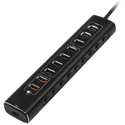 USB3.2 Gen2接続 10ポート USBハブ ブラック IPT-10HUB-GEN2