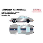 EML090F 1/18 シンガー 911 964 クーペ チタニウムシルバー/ネイビーストライプ [レジンキャストミニカー]