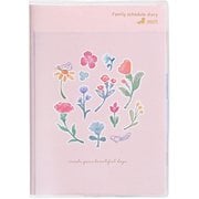 2025年 家族手帳 B6薄型（日） 花と鳥ピンク 114SHB