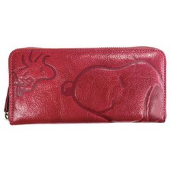 SN0143 [スヌーピーレザーコレクション スマイル 長財布 牛革 RD]