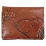 SN0144 [スヌーピーレザーコレクション スマイル 二つ折財布 牛革 CA]