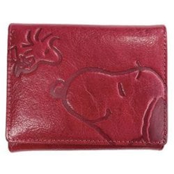 SN0144 [スヌーピーレザーコレクション スマイル 二つ折財布 牛革 RD]
