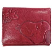SN0144 [スヌーピーレザーコレクション スマイル 二つ折財布 牛革 RD]