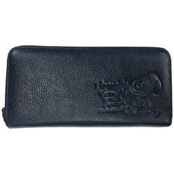 SN0161 [スヌーピーレザーコレクション チェックシリーズ 長財布 牛革 NV]