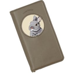 シンプルスマホ7 用 ケース うさぎ刺繍 手帳型 スマホケース スタンド機能 エレガンテ Elegante/立ち耳 グレー RA-SI7-TGR