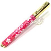 和紙マグネットCap式・万年筆/桜と流水(濃桃色) TWM2316
