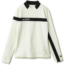 両面起毛スムース 長袖モックネックシャツ 774552 999 ホワイト Mサイズ [ゴルフ シャツ レディース]