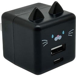 USB AC充電器 PD対応 モバにゃー 2.4A USB-Aポート×1 Type-Cポート×1 90°回転式収納プラグ まめ RACCA20W03MME