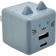 USB AC充電器 PD対応 モバにゃー 2.4A USB-Aポート×1 Type-Cポート×1 90°回転式収納プラグ そら RACCA20W03SOR