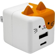 USB AC充電器 PD対応 モバにゃー 2.4A USB-Aポート×1 Type-Cポート×1 90°回転式収納プラグ レオ RACCA20W03LEO