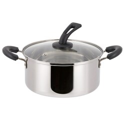 両手鍋 22cm IH ガス火対応 ステンレス スタンド式 ガラス蓋付き 軽量 ND-3425