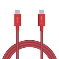 タイプC ケーブル USB Type-C to Type-C 1m PD 60W 急速充電 断線しにくい スリム耐久ケーブル アルミコネクタ 転送 充電ケーブル レッド MPA-XCCPS10PNRD
