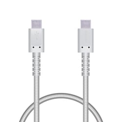 タイプC ケーブル USB Type-C to Type-C 0.3m PD 60W 急速充電 断線に強い 高耐久 ナイロンメッシュ 転送 充電ケーブル ホワイト MPA-XCCS03PNWH