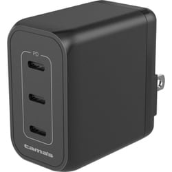 USB急速充電器 USB PD（パワーデリバリー）対応 65W USB-C×3 GaN採用 90度回転式ACプラグ ブラック TAP146C3K
