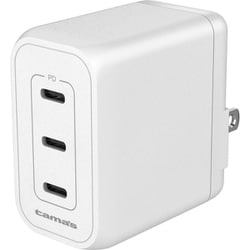 USB急速充電器 USB PD（パワーデリバリー）対応 65W USB-C×3 GaN採用 90度回転式ACプラグ ホワイト TAP146C3W
