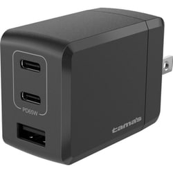 USB急速充電器 USB PD（パワーデリバリー）対応 65W USB-C×2/USB-A×1 GaN採用 90度回転式ACプラグ ブラック TAP148UC2K