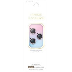 LN-IP24FGLENSWPK [iPhone 16 Pro/16 Pro Max/15 Pro Max/14 Pro/14 Pro Max用 レンズ保護ガラスフィルム 「SPARKLE LENS GLASS」 ピンク]