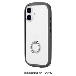 LN-IM24PLCRGY [iPhone 16用 リング付き耐衝撃ハイブリッドケース 「Cleary Ring」 ダークグレー]
