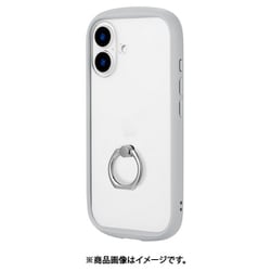 LN-IM24PLCRLGY [iPhone 16用 リング付き耐衝撃ハイブリッドケース 「Cleary Ring」 ライトグレー]