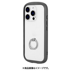 LN-IP24PLCRGY [iPhone 16 Pro用 リング付き耐衝撃ハイブリッドケース 「Cleary Ring」 ダークグレー]