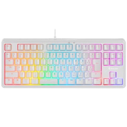 ゲーミングキーボード RGB-LED搭載 メンブレン式 テンキーレス 91キー 日本語配列 ホワイト CRC-GMBKRGB02WT