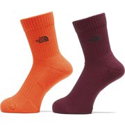 TNF ロゴ 2P クルー ユニセックス ソックス TNFオレンジ×ビートルート（OR） Mサイズ（25-27cm） NN82310