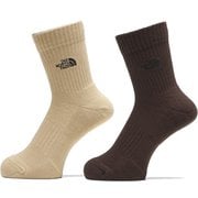 TNF ロゴ 2P クルー ユニセックス ソックス デミタッセブラウン×ケルプタン（DK） Lサイズ（27-29cm） NN82310