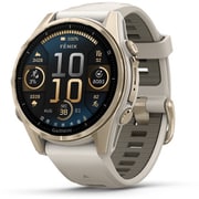 fenix 8 (フェニックス 8) Sapphire AMOLED 43mm Soft Gold / Fog Gray シリコンバンド 心電図(ECG)アプリ Suica対応 GPSスマートウォッチ 010-02903-16
