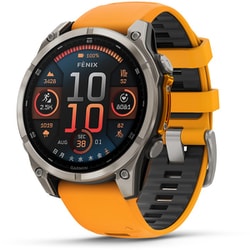 fenix 8 （フェニックス 8） Sapphire AMOLED 47mm Ti / Orange シリコンバンド 心電図（ECG）アプリ Suica対応 GPSスマートウォッチ 010-02904-17