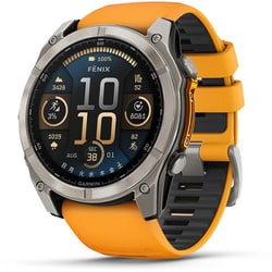 fenix 8 （フェニックス 8） Sapphire AMOLED 51mm Ti / Orange シリコンバンド 心電図（ECG）アプリ Suica対応 GPSスマートウォッチ 010-02905-50