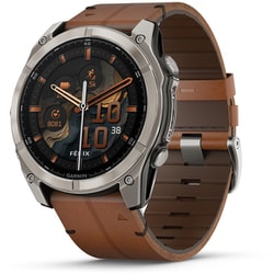 fenix 8 （フェニックス 8） Sapphire AMOLED 51mm Ti / Chestnut Leather Band 心電図（ECG）アプリ Suica対応 GPSスマートウォッチ 010-02905-81