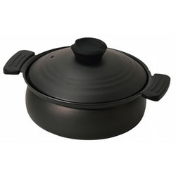 軽量 土鍋風卓上鍋 18cm IH対応 ふっ素加工 ブラック HC-0463