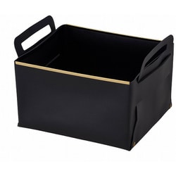 小物入れ フェイクレザー CUBEケース ブラック Lサイズ（約幅31×奥行26×高さ17.5cm） N-7141