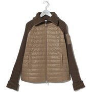 002-52110-40-044 [ゴルフ レディース ナイロンタフタ×リブニット中綿ブルゾン ブルゾン Mサイズ ブラウン系]
