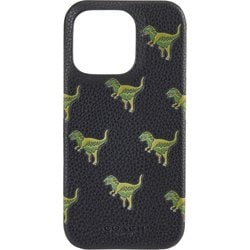 iPhone 16 Pro用 Coach Leather Slim Wrap Case - Repeat Rexy/Black/Green CH054128