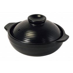 土鍋 17cm 電子レンジ対応 黒 L-7502