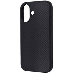INQ-P46K5TB/CBB [iPhone 16用 maru 耐衝撃 バンパー カーボン調 ハイブリッドケース/ブラック]