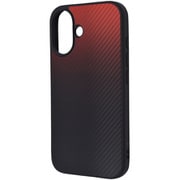 INQ-P46K5TB/CBBR [iPhone 16用 maru 耐衝撃 バンパー カーボン調 ハイブリッドケース/ブラック_レッド]