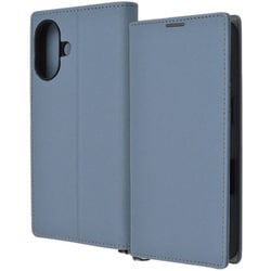 IN-P46TBC9/AGR [iPhone 16用 Durable 耐衝撃 マグネット不使用 シンプル スクエア 手帳型レザーケース/ブルー_ライトグレー]