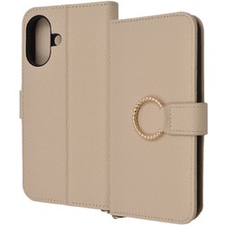 IN-P46LBC17/BE [iPhone 16用 Ring 耐衝撃 マグネットベルト リング付き 手帳型レザーケース/ベージュ]