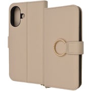 IN-P46LBC17/BE [iPhone 16用 Ring 耐衝撃 マグネットベルト リング付き 手帳型レザーケース/ベージュ]