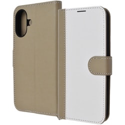 IN-P46LBC14/WT [iPhone 16用 Noble 耐衝撃 マグネットベルト バイカラー 手帳型レザーケース/ホワイト_トープ]