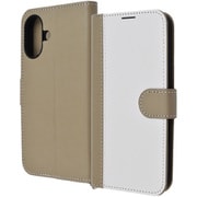 IN-P46LBC14/WT [iPhone 16用 Noble 耐衝撃 マグネットベルト バイカラー 手帳型レザーケース/ホワイト_トープ]