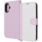 IN-P46LBC14/WP [iPhone 16用 Noble 耐衝撃 マグネットベルト バイカラー 手帳型レザーケース/ホワイト_ピンク]