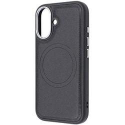 IN-P46OLC4/B [iPhone 16用 MagSafe対応 マグネットアクセサリー対応 衝撃吸収 バンパー オープンレザーケース/ブラック]