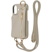 IS-P46OLC2/I [iPhone 16用 m1n1 ミニ ショルダー ネック ストラップ ポーチ付き オープンレザーケース/アイボリー]