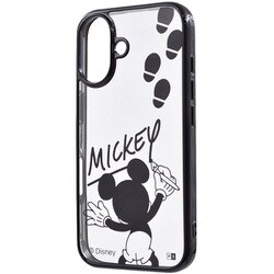 IN-DP46MCC1B/MK13 [iPhone 16用 ディズニー/衝撃吸収 バンパー メタリック ハイブリッドケース/ミッキーマウスサイン_メタリック]