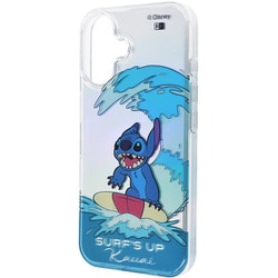 IN-DP46TC15/ST8 [iPhone 16用 ディズニー/ぴかてる 衝撃吸収 バンパー TPUソフトケース/スティッチと海]